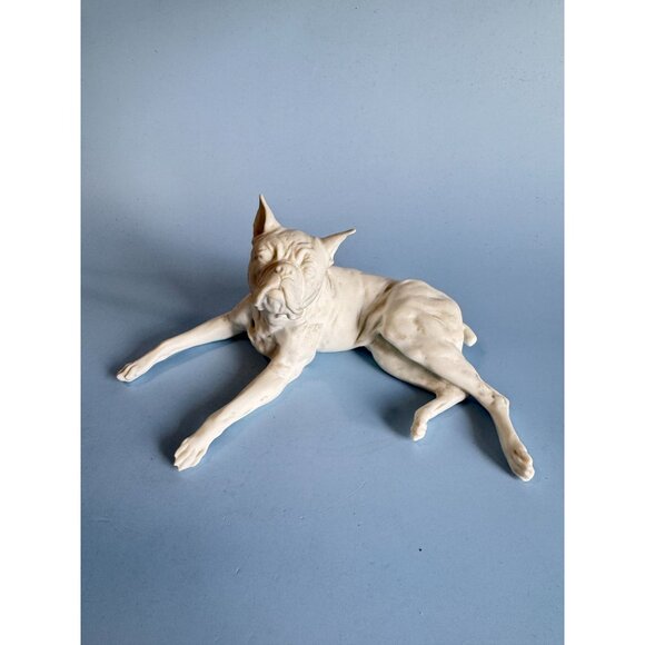 Vintage Kaiser Porcelain Boxer Dog Figurine 6.5" Long 3" High White Ceramic Art - Picture 1 of 7